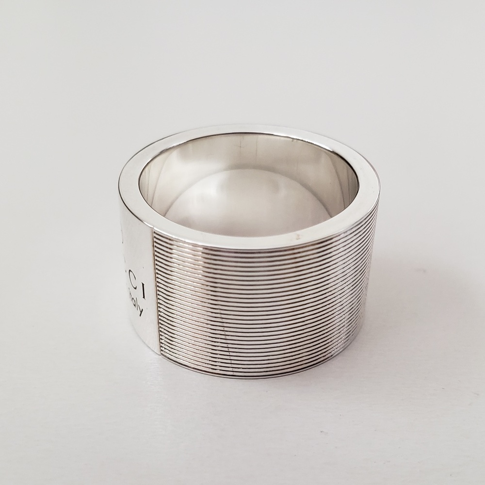 Gucci Trademark Stripes Sterling Silver Ring Size 6.5 Italian Size 14 - Picture 4 of 8